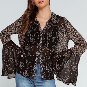 Free People Women’s Floral Blouse - S